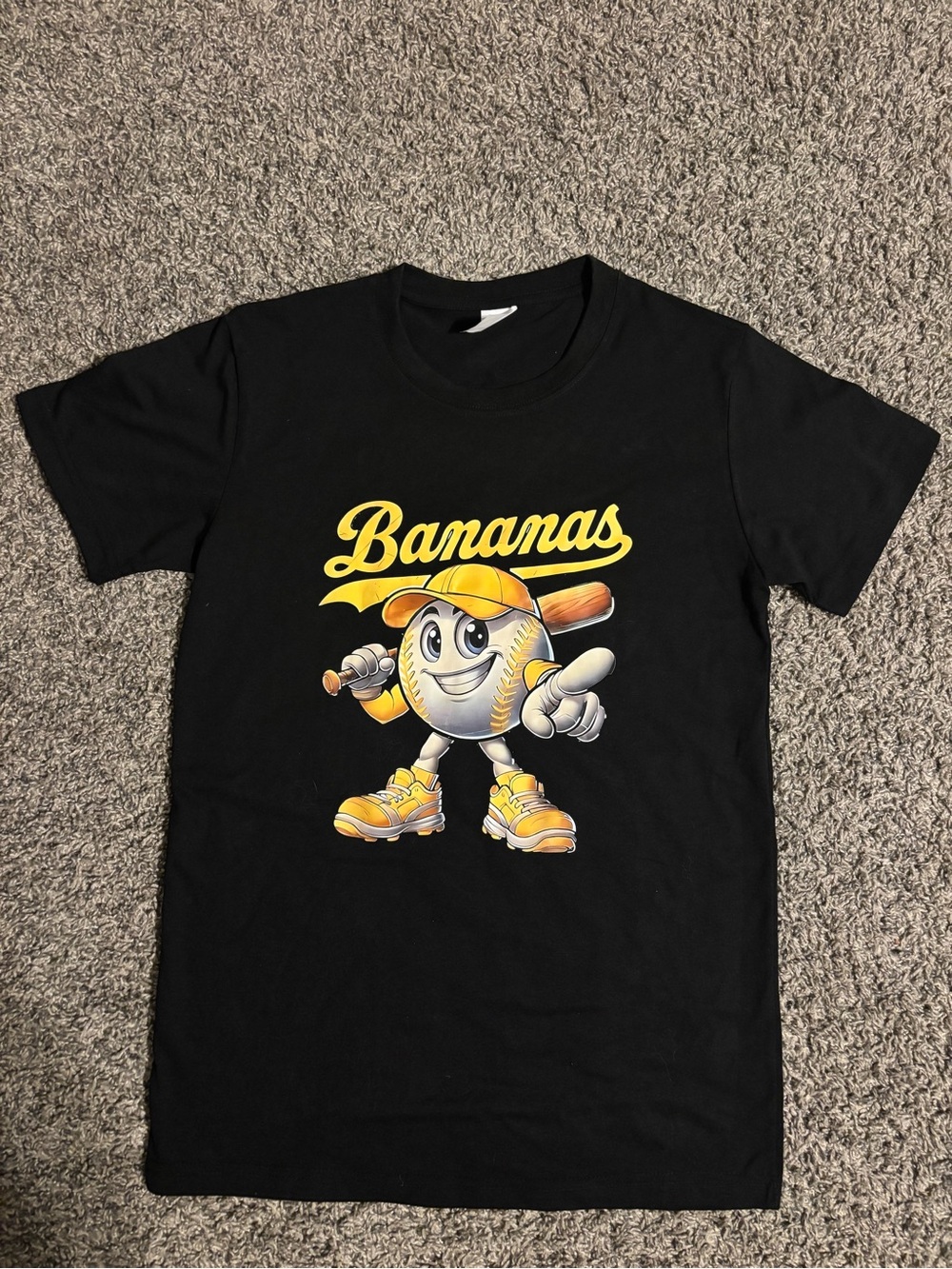 Bananas Black Graphic Baseball Tee New!